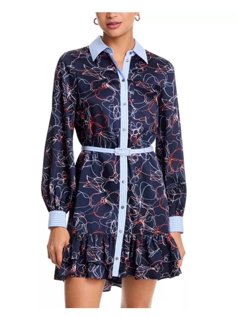Cinq a sept Malva Floral Print Shirtdress with Belt NWT